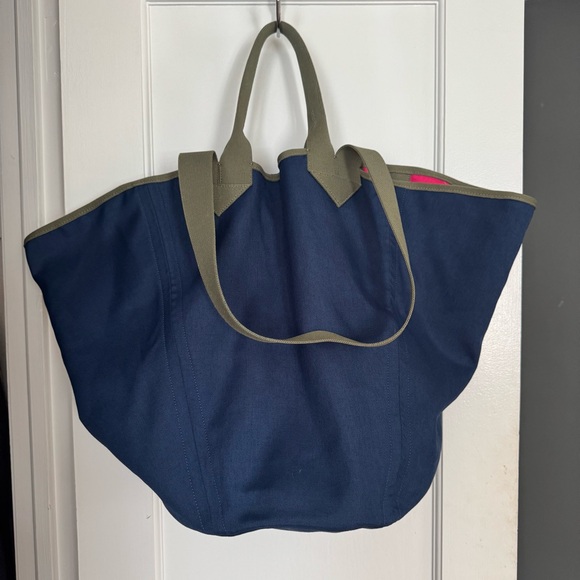 Rothy's Vibrant Pink,Olive, and Blue Reversible Tote Bag Casual, oversized, - Picture 6 of 12